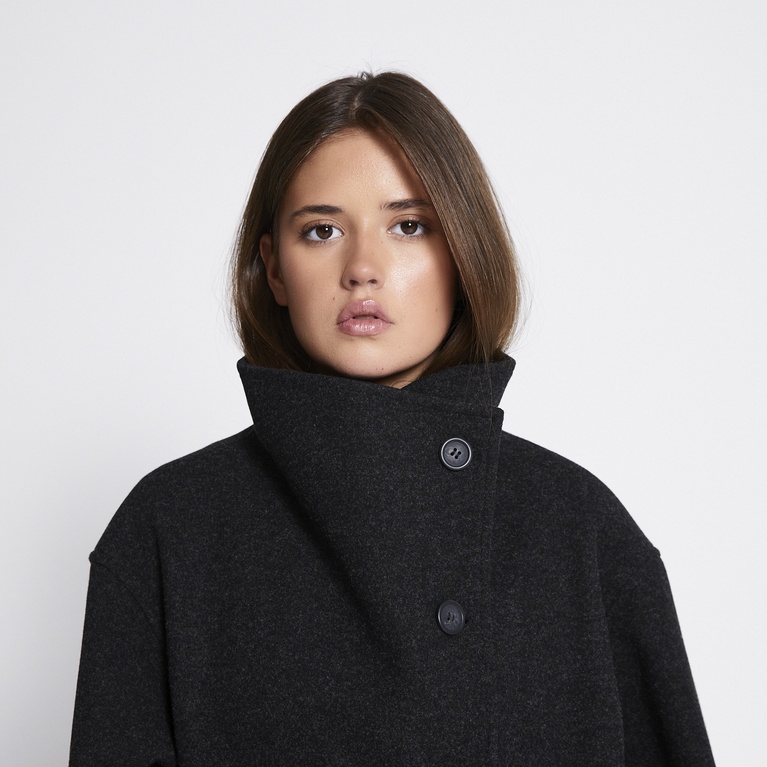 Funnel neck jacket "Blaire" Black melange